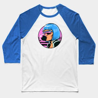 Retro Girl Blowing a Bubble Baseball T-Shirt